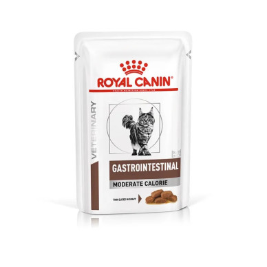 Royal Canin Veterinary Feline Gastrointestinal Moderate Calorie – Hrană Umedă pentru Pisici cu Probleme Digestive, în Sos, 85 g